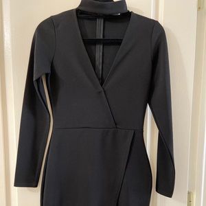 Misguided black long sleeve dress with choker